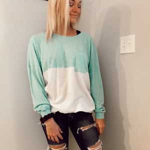 PINK Two-tone Long Sleeve Tee